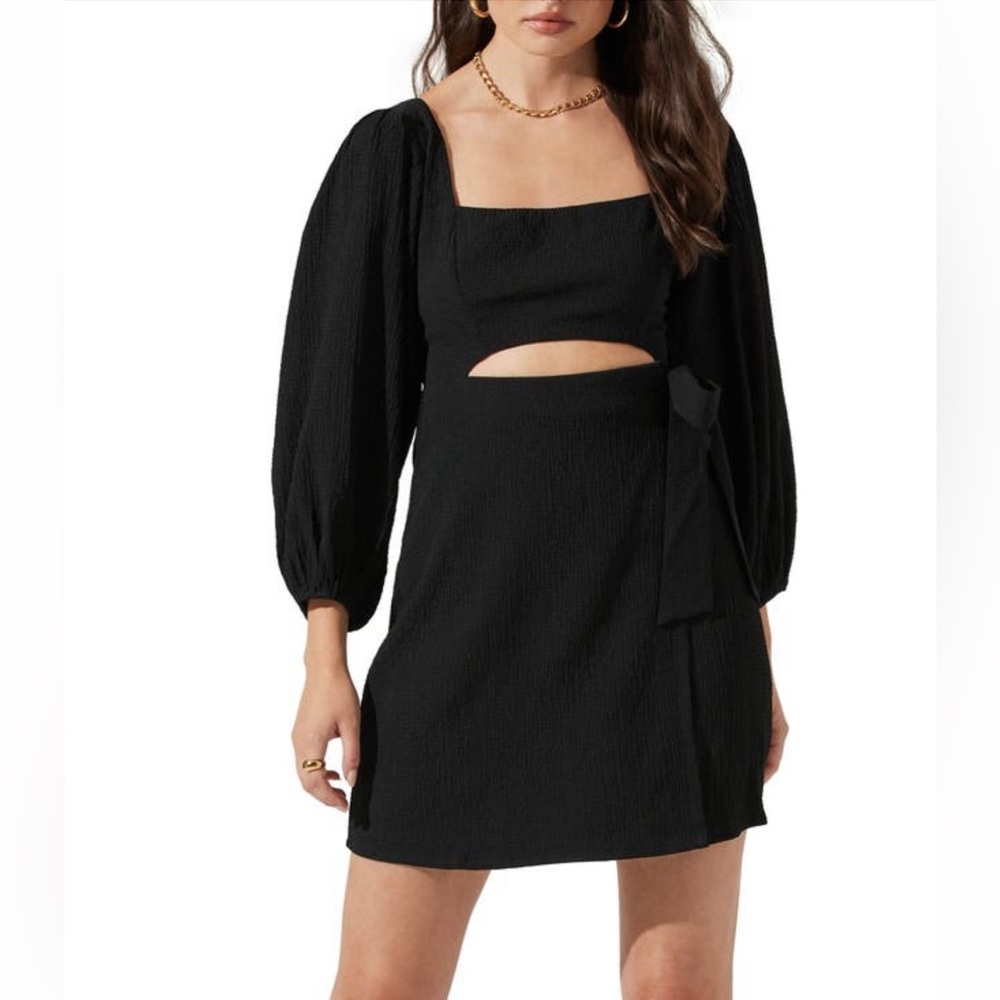 A S T R the label center cut out long sleeve mini